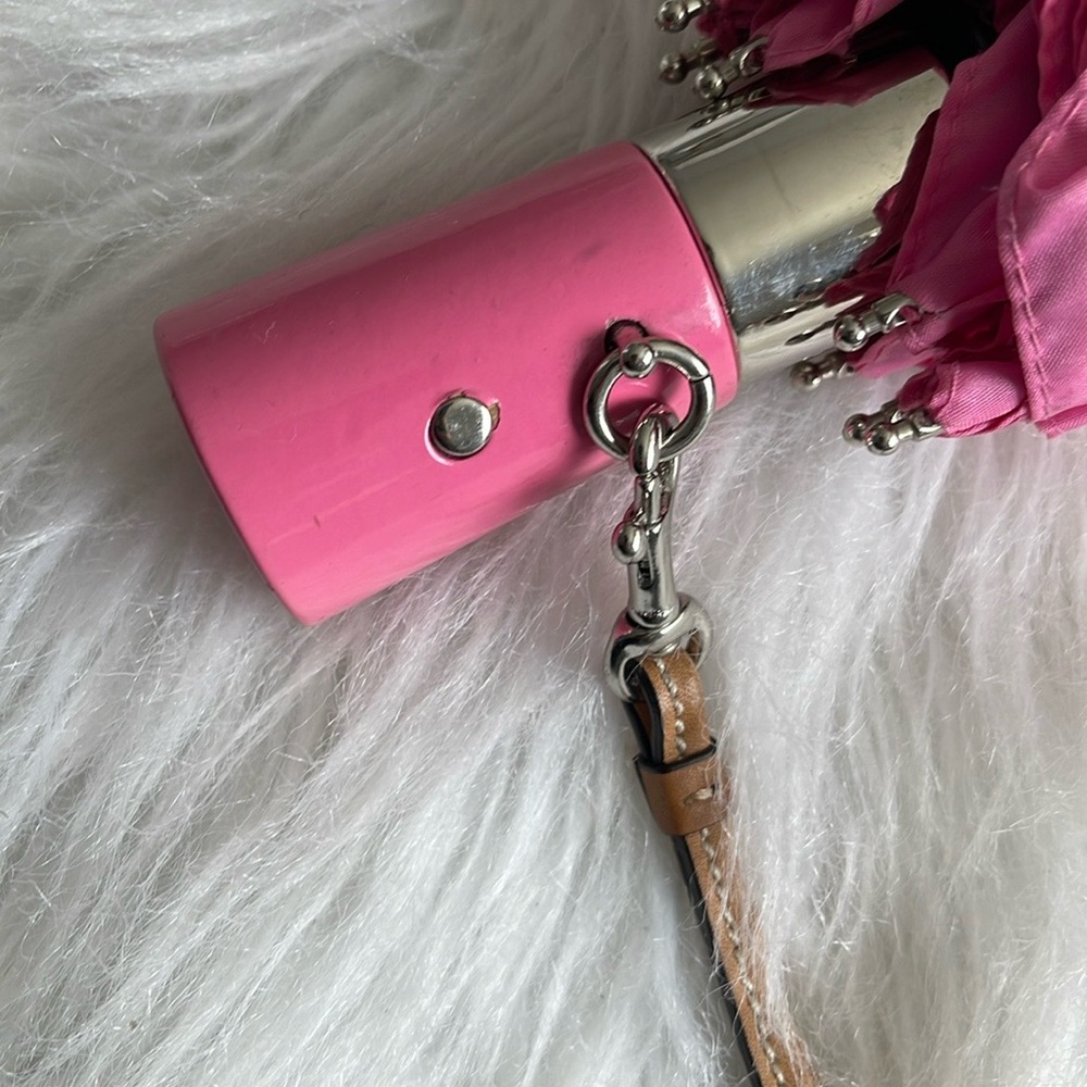 Multicolor Patterned Umbrella With Pink Trim - image 8